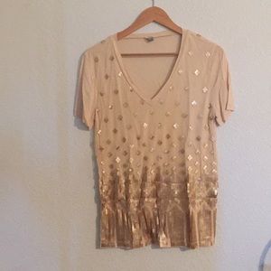 Fossil mesh and sequined blush t shirt